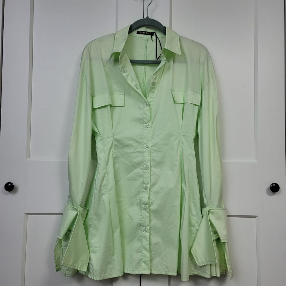 Denimland cinched mini shirt dress, small - Picture 8 of 12